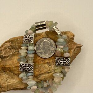 Morganite Gemstone Bracelet Two Strand Bracelet Handmade NEW 7.5 inches